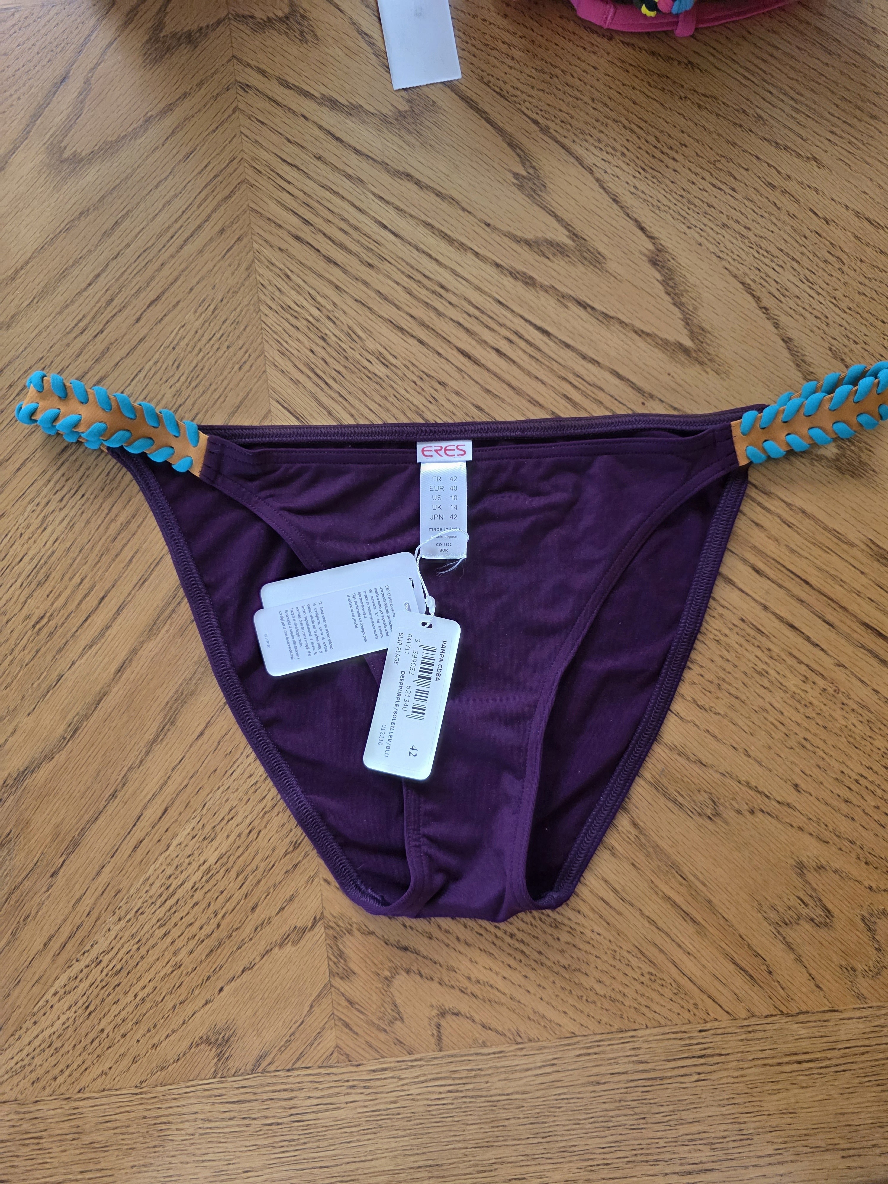 Eres Women's Plum Bikini Bottom With Turquoise Braided Sides